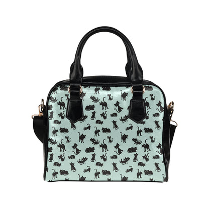 Black Cat Pattern Print Design 04 Shoulder Handbag