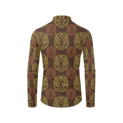 Lion Pattern Print Design 04 Men's Long Sleeve Shirt
