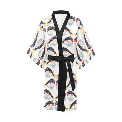 Fugu Pattern Print Design 03 Women's Short Kimono