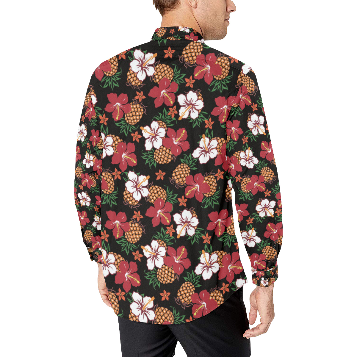 Hawaiian Themed Pattern Print Design H013 Men's Long Sleeve Shirt