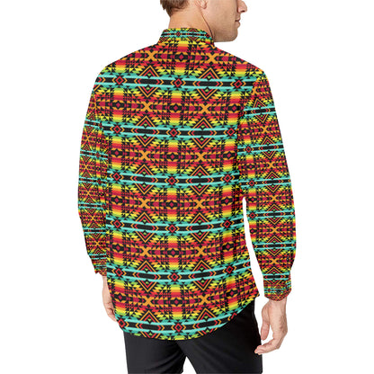 Kente Red Design African Print Men's Long Sleeve Shirt