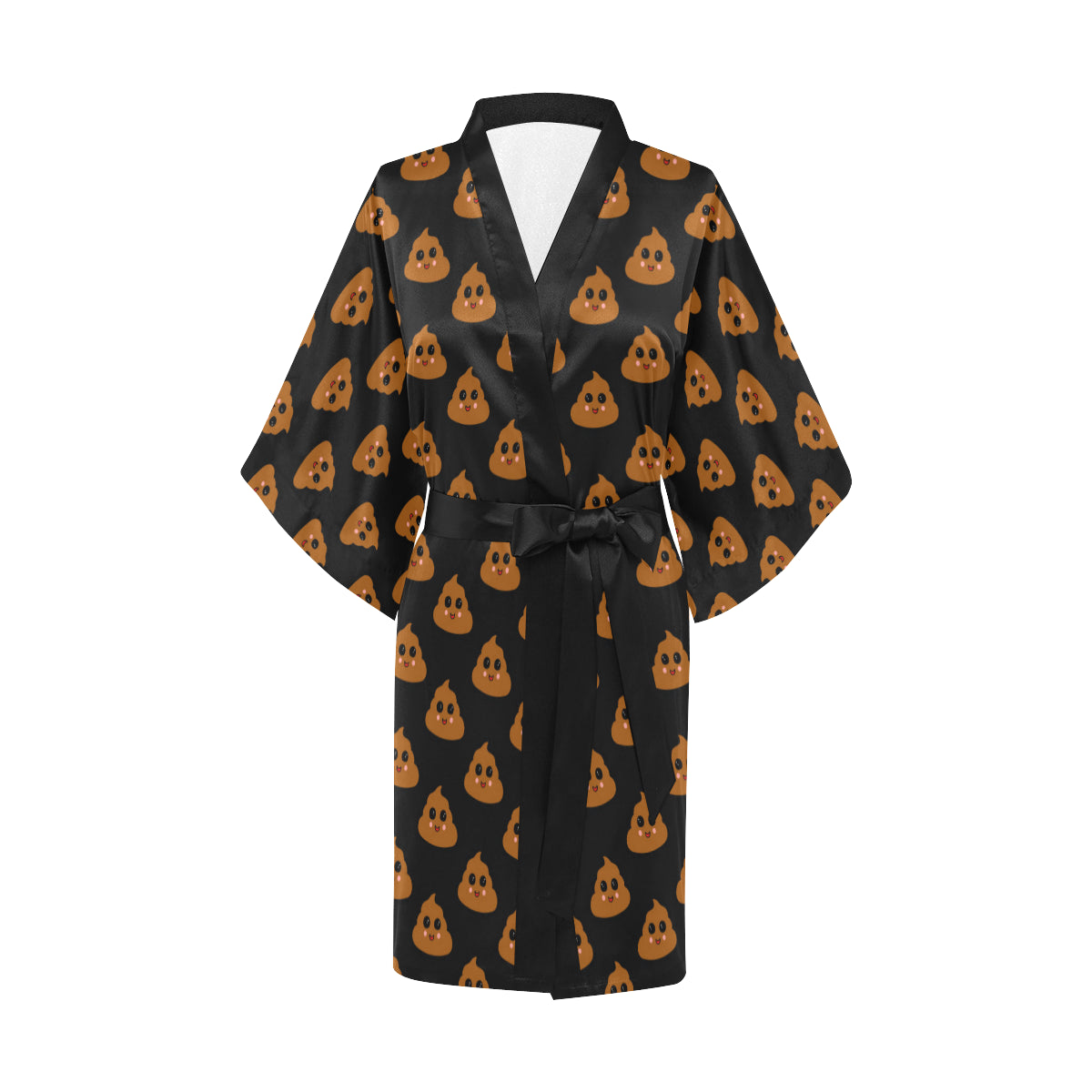 Poop Emoji Pattern Print Design A01 Women's Short Kimono