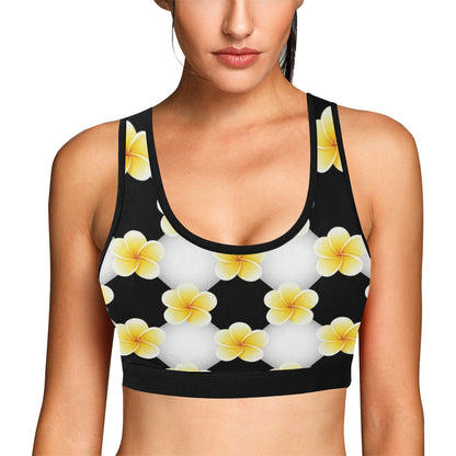 Plumeria Pattern Print Design A04 Sports Bra