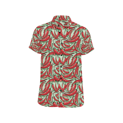 Chilli Pepper Pattern Print Design 04 Men's Short Sleeve Button Up Shirt