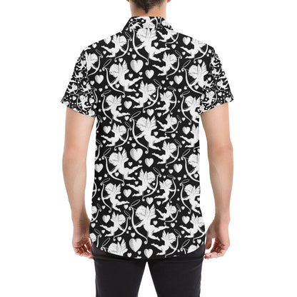 Cupid Pattern Print Design 04 Men's Short Sleeve Button Up Shirt