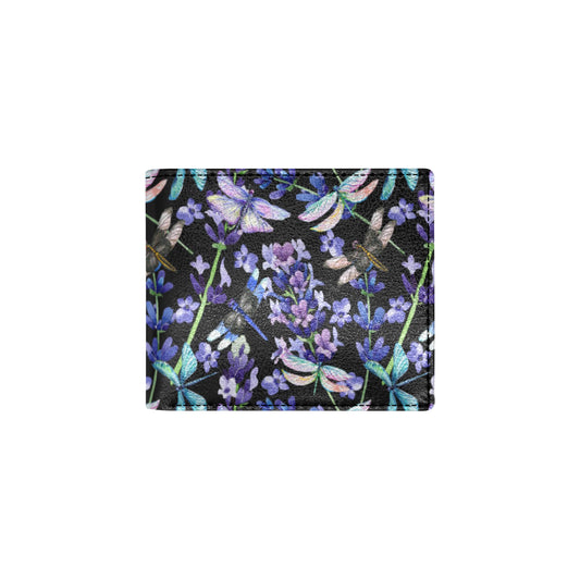 Lavender Dragonfly Pattern Print Design LV03 Men's ID Card Wallet