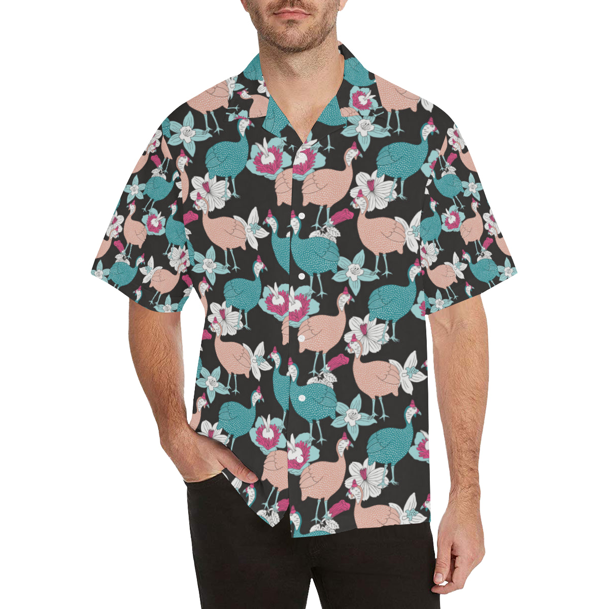 Guinea Fowl Pattern Print Design 03 Men's Hawaiian Shirt