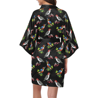 Birds Pattern Print Design 06 Women's Short Kimono