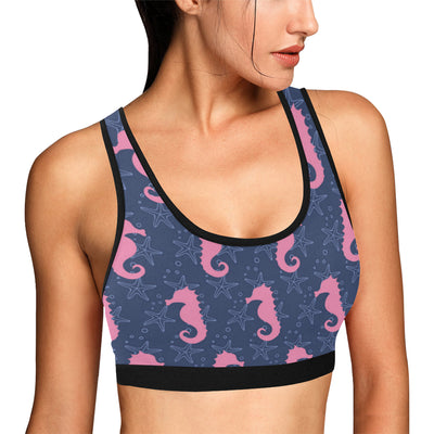 SeaHorse Pink Pattern Print Design 02 Sports Bra