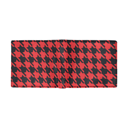 Houndstooth Red Pattern Print Design 03 Men's ID Card Wallet