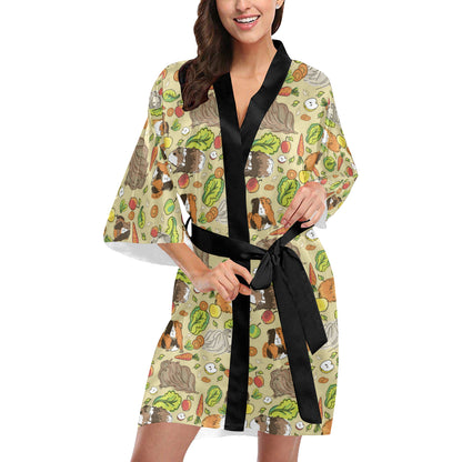 Guinea Pig Pattern Print Design 02 Women's Short Kimono
