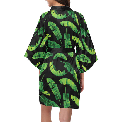 Banana Leaf Pattern Print Design BL02 Women's Short Kimono