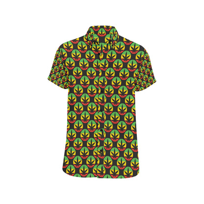 Rasta Reggae Color Design Men's Short Sleeve Button Up Shirt