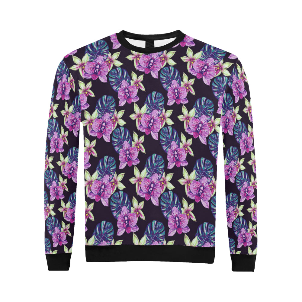 Orchid Pattern Print Design OR010 Men Long Sleeve Sweatshirt