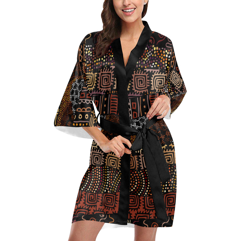 African Pattern Print Design 07 Women's Short Kimono