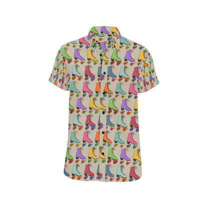 Roller skate Pattern Print Design A01 Men's Short Sleeve Button Up Shirt