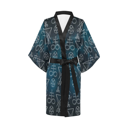Pentagram Pattern Print Design A03 Women's Short Kimono