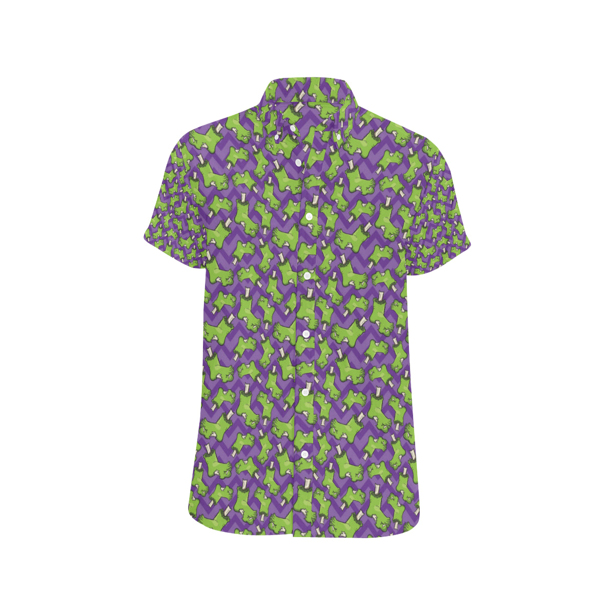 Zombie Foot Design Pattern Print Men's Short Sleeve Button Up Shirt