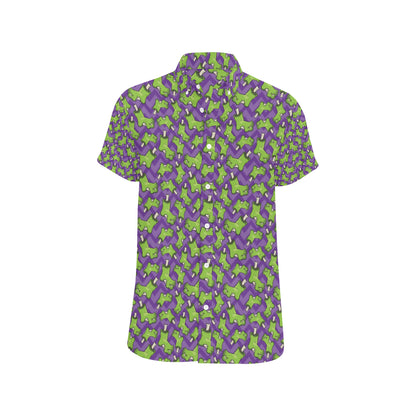Zombie Foot Design Pattern Print Men's Short Sleeve Button Up Shirt