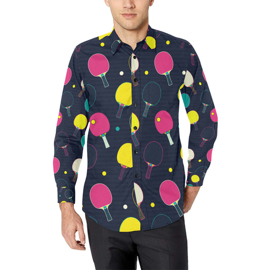 Ping Pong Pattern Print Design A04 Men's Long Sleeve Shirt