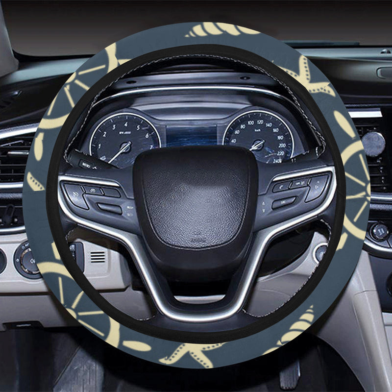 Nautical Pattern Print Design A01 Steering Wheel Cover with Elastic Edge