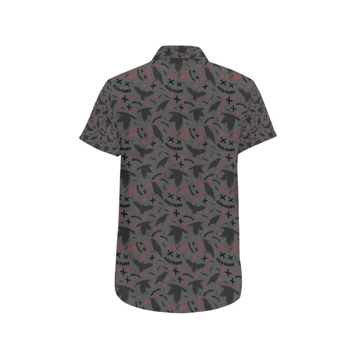 Crow Pattern Print Design 02 Men's Short Sleeve Button Up Shirt