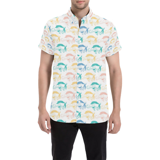 Armadillo Pattern Print Design 05 Men's Short Sleeve Button Up Shirt