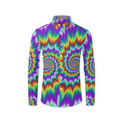Optical illusion Pulsing fiery spirals Men's Long Sleeve Shirt