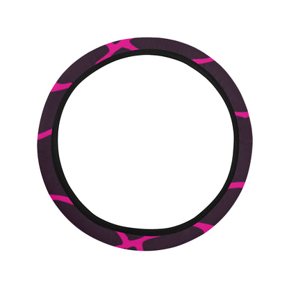 Giraffe Pink Background Texture Print Steering Wheel Cover with Elastic Edge