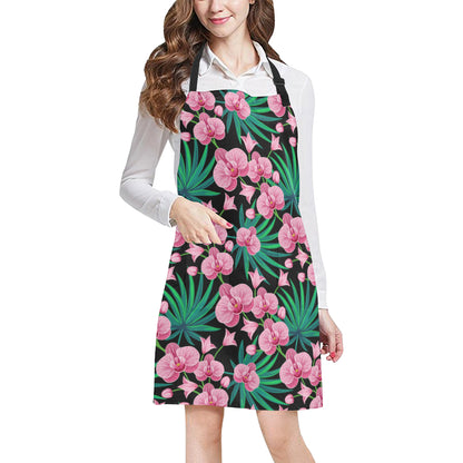 Orchid Pink Pattern Print Design OR06 Apron with Pocket
