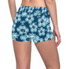 Blue Hibiscus Pattern Print Design HB011 Yoga Shorts