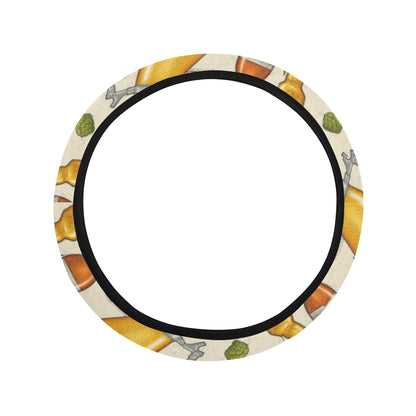 Beer Pattern Print Design 05 Steering Wheel Cover with Elastic Edge