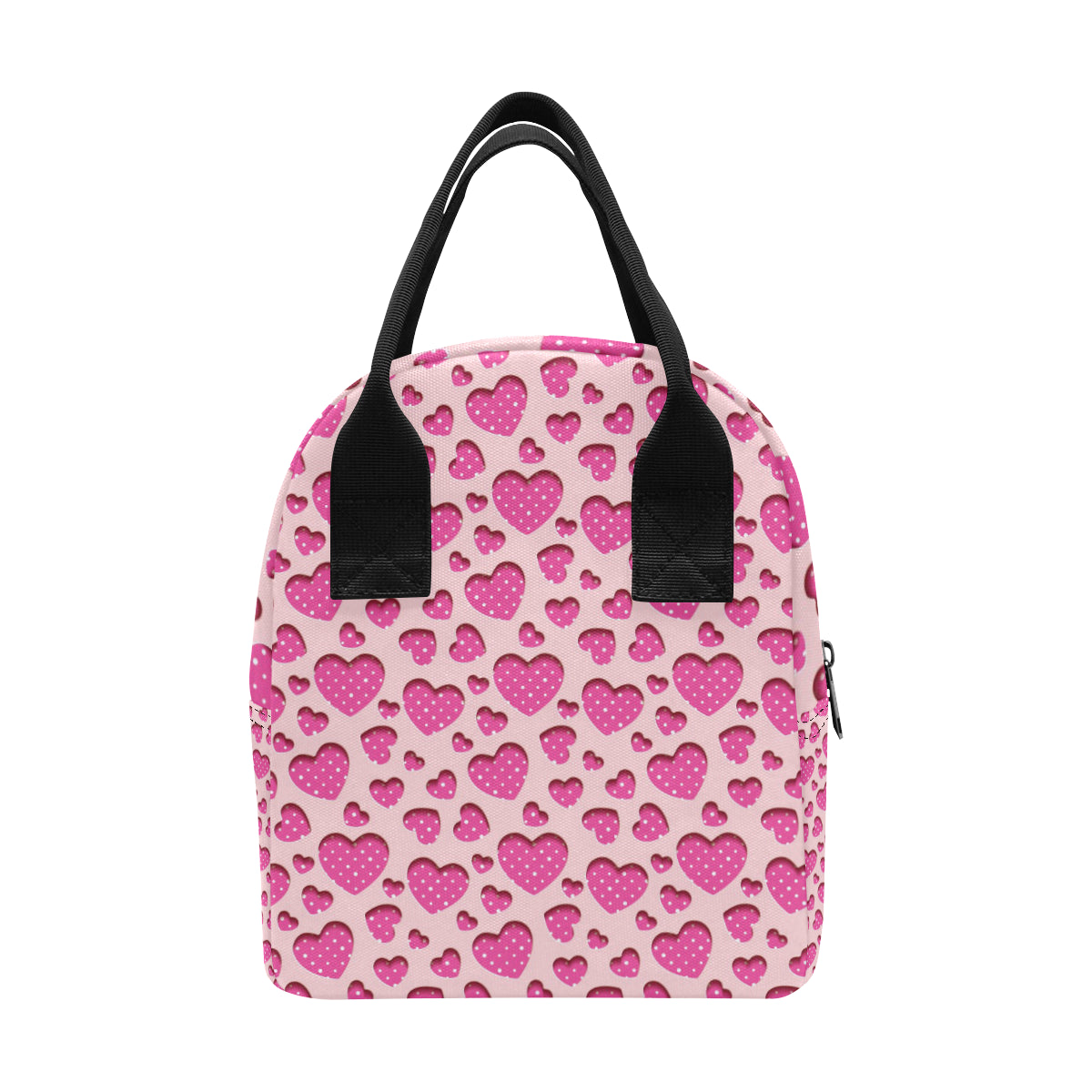 Heart Pink Pattern Print Design HE06 Insulated Lunch Bag