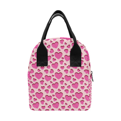 Heart Pink Pattern Print Design HE06 Insulated Lunch Bag