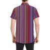 Serape Stripe Print Men's Short Sleeve Button Up Shirt