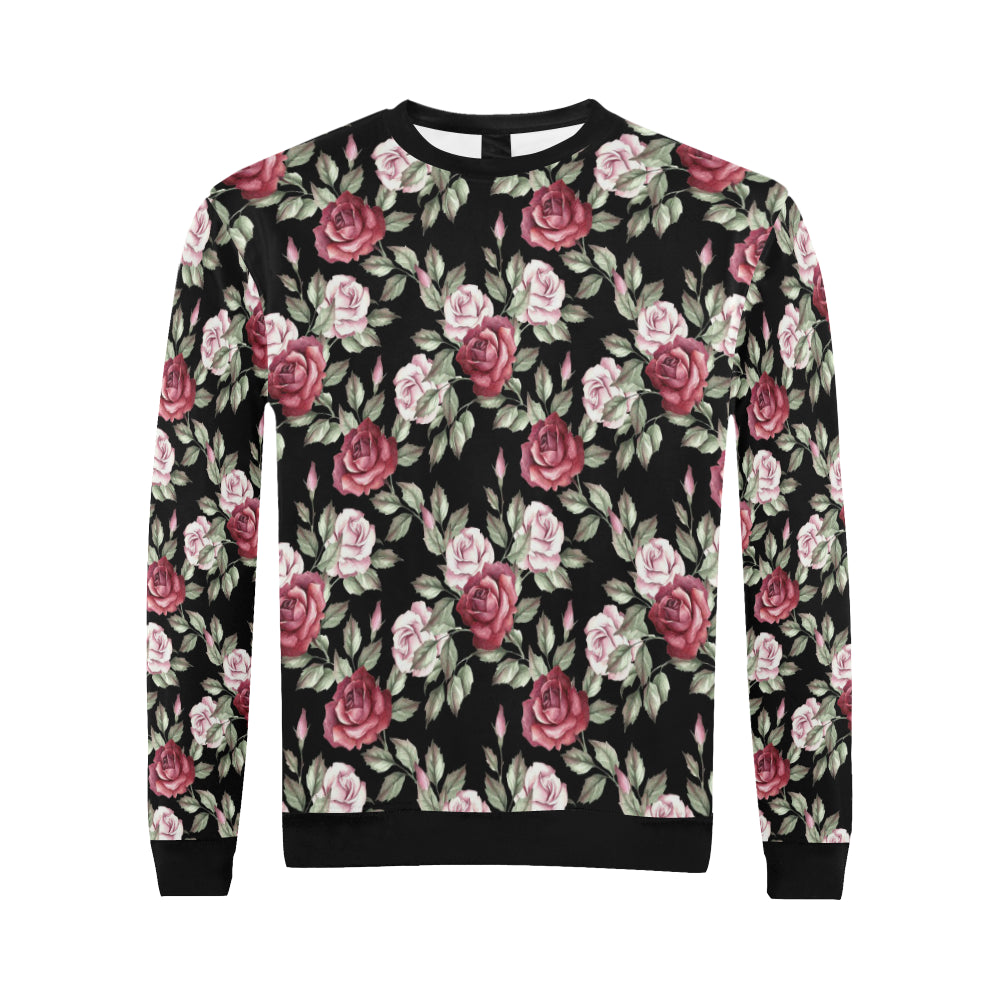 Rose Red Pink Pattern Print Design RO03 Men Long Sleeve Sweatshirt