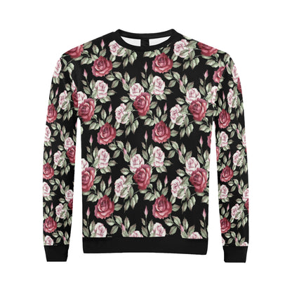 Rose Red Pink Pattern Print Design RO03 Men Long Sleeve Sweatshirt