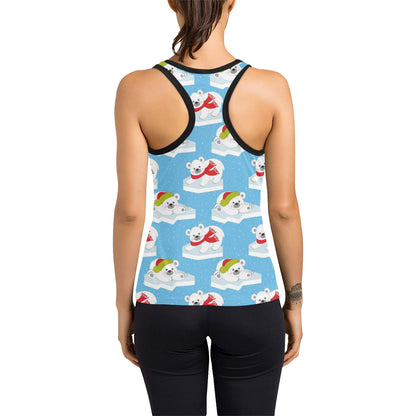 Polar Bear Pattern Print Design PB06 Women's Racerback Tank Top