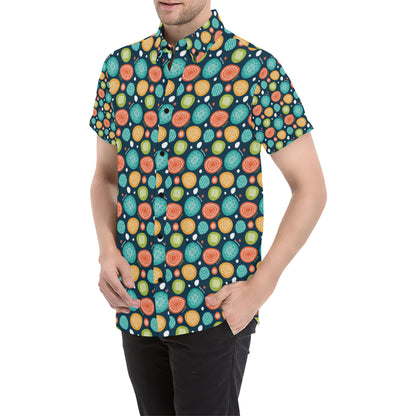 Swedish Themed Design Men's Short Sleeve Button Up Shirt