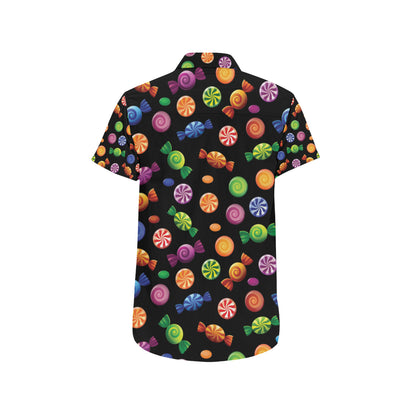 Candy Pattern Print Design 01 Men's Short Sleeve Button Up Shirt
