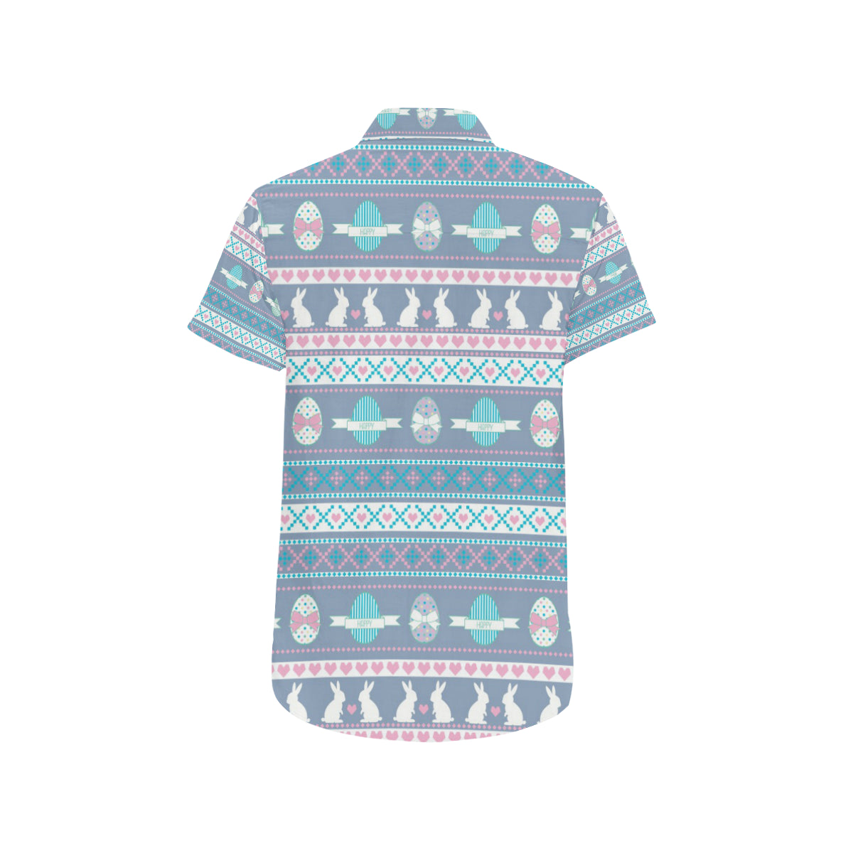 Easter Eggs Pattern Print Design RB013 Men's Short Sleeve Button Up Shirt