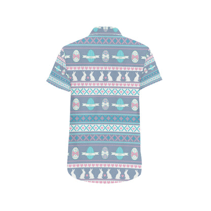 Easter Eggs Pattern Print Design RB013 Men's Short Sleeve Button Up Shirt
