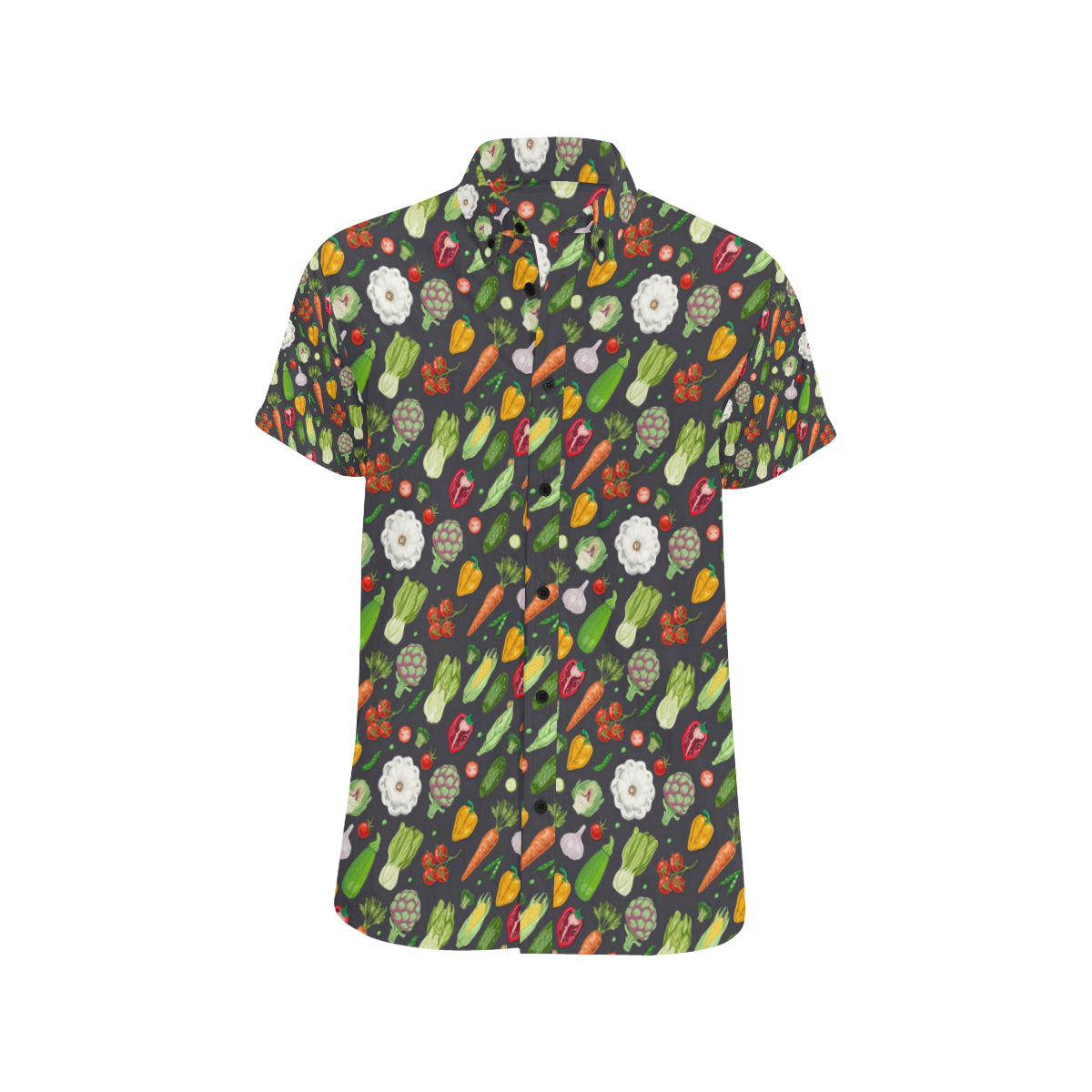 Vegan Pattern Themed Design Print Men's Short Sleeve Button Up Shirt