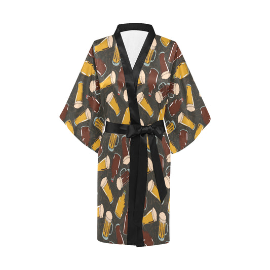 Beer Pattern Print Design 03 Women's Short Kimono