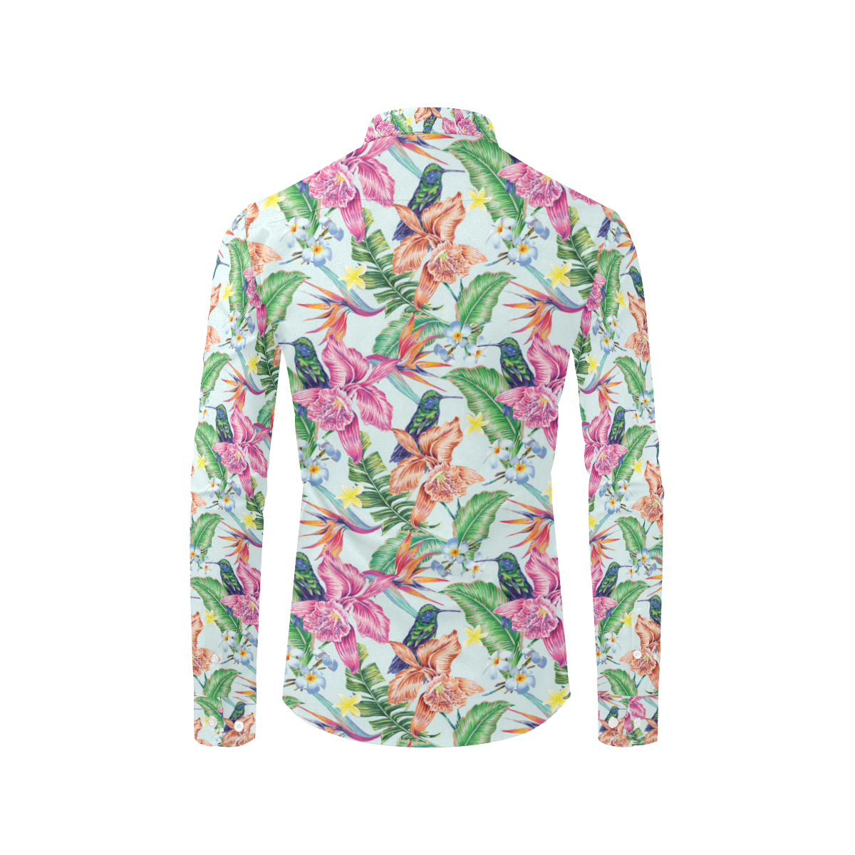 Hummingbird Tropical Pattern Print Design 05 Men's Long Sleeve Shirt