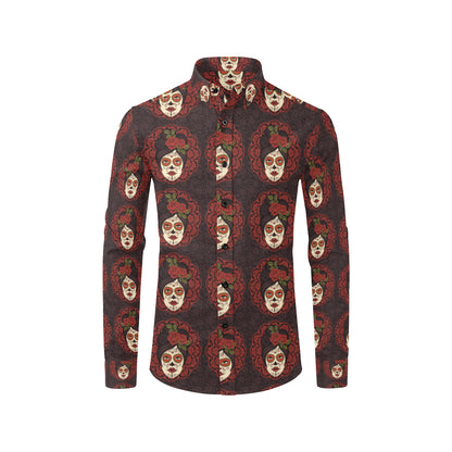 Day of the Dead Mexican Girl Men's Long Sleeve Shirt
