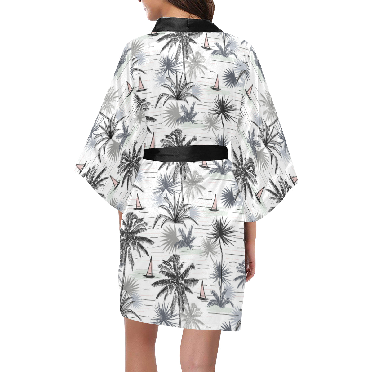 Pacific island Pattern Print Design A04 Women's Short Kimono