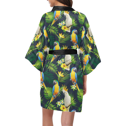 Parrot Pattern Print Design A03 Women's Short Kimono