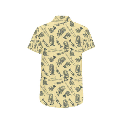 Tuba Pattern Print Design 01 Men's Short Sleeve Button Up Shirt