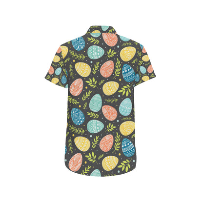 Easter Eggs Pattern Print Design RB01 Men's Short Sleeve Button Up Shirt